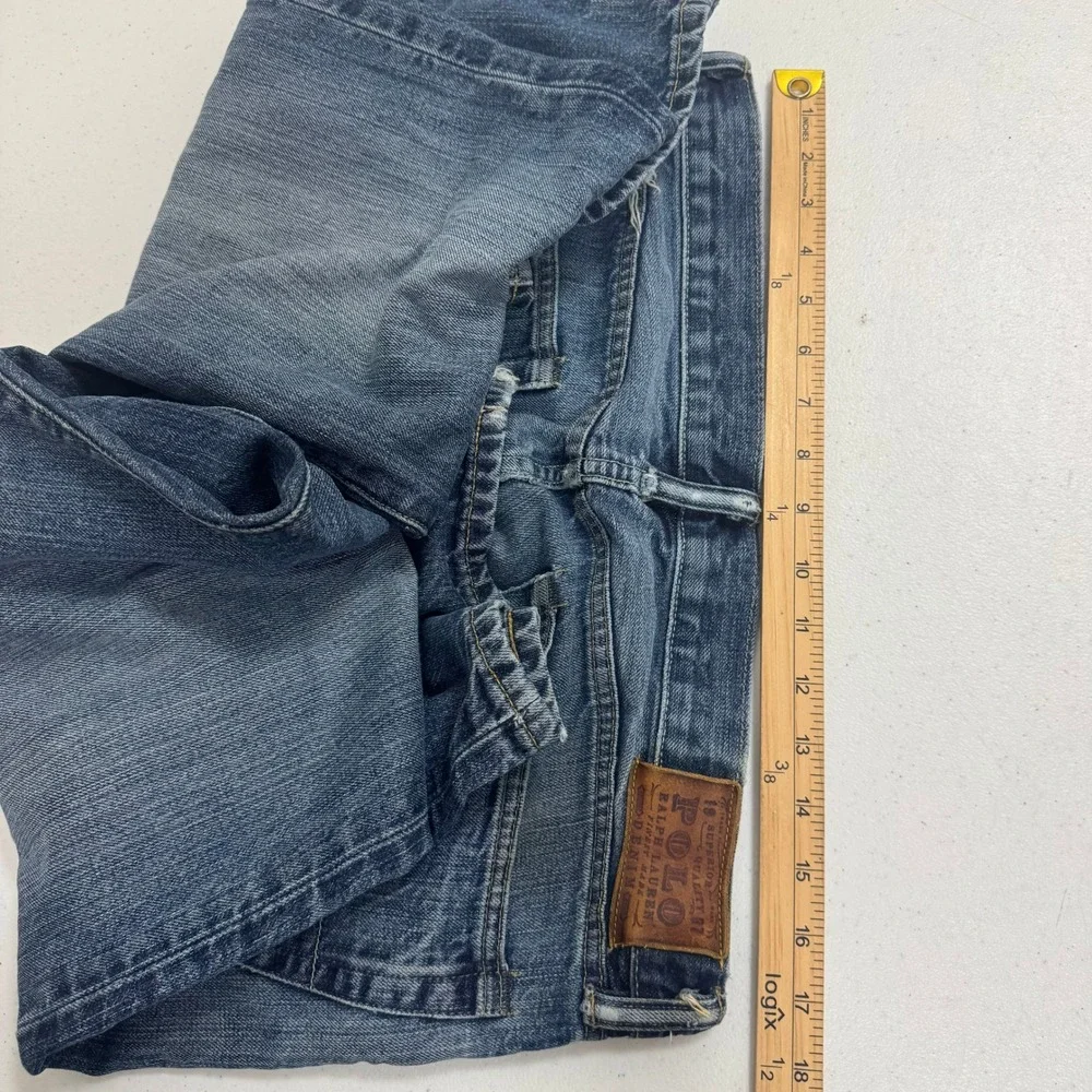 Polo Ralph Lauren Mens Blue Straight Leg Denim Jeans 34x32 Distressed 100 Cotton